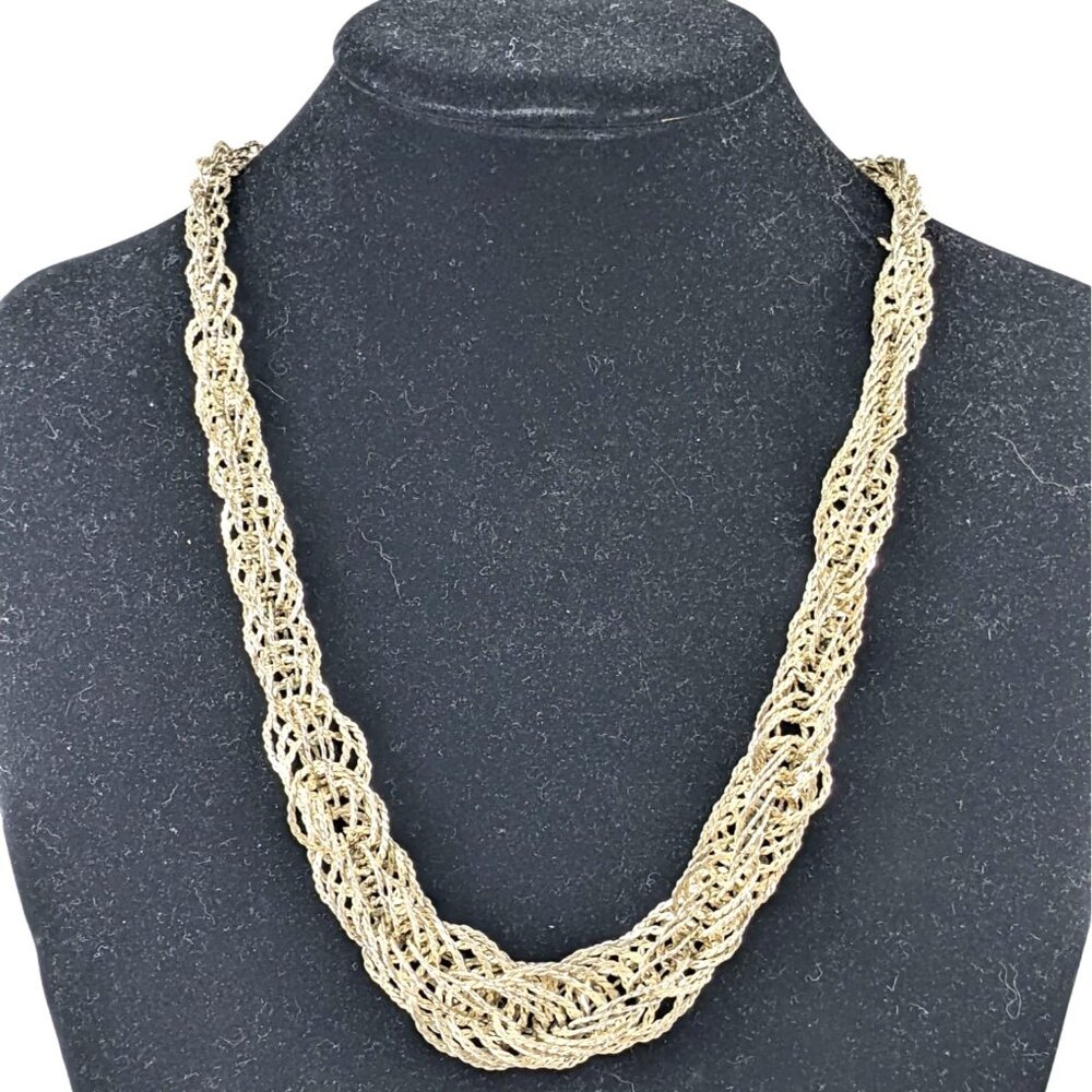 Vintage Handcrafted Silver Braided Necklace With Hook Clasp A451